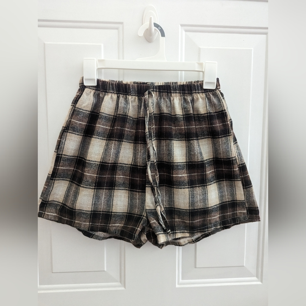Plaid checkered drawstring shorts